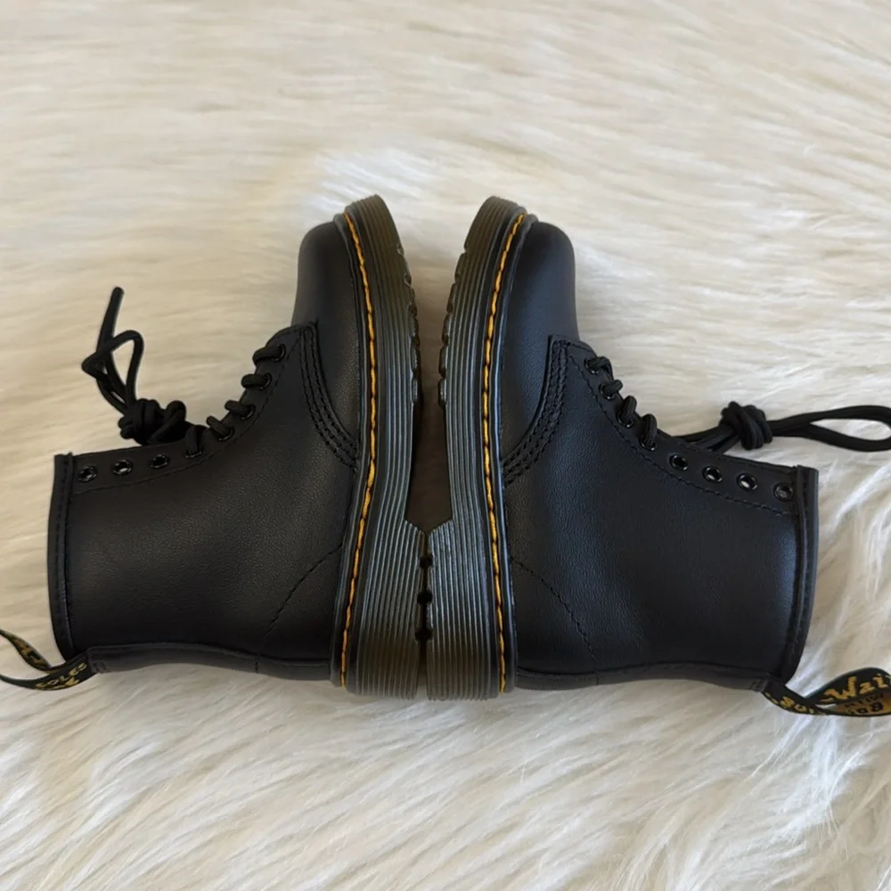 Dr Martens Toddler 1460T Softy T Black Leather Lace-Up Boots Size 7